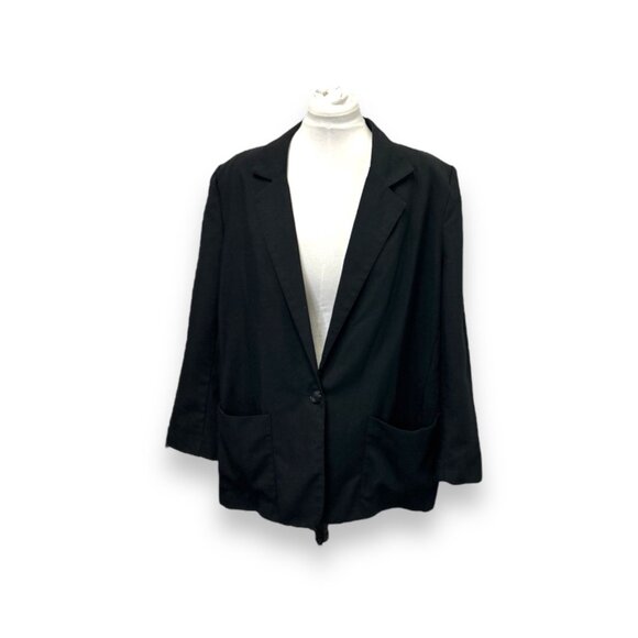 Fitting Image Vintage Black Blazer Jacket Size 20 Women's Polyester/Rayon Blend - Picture 1 of 5